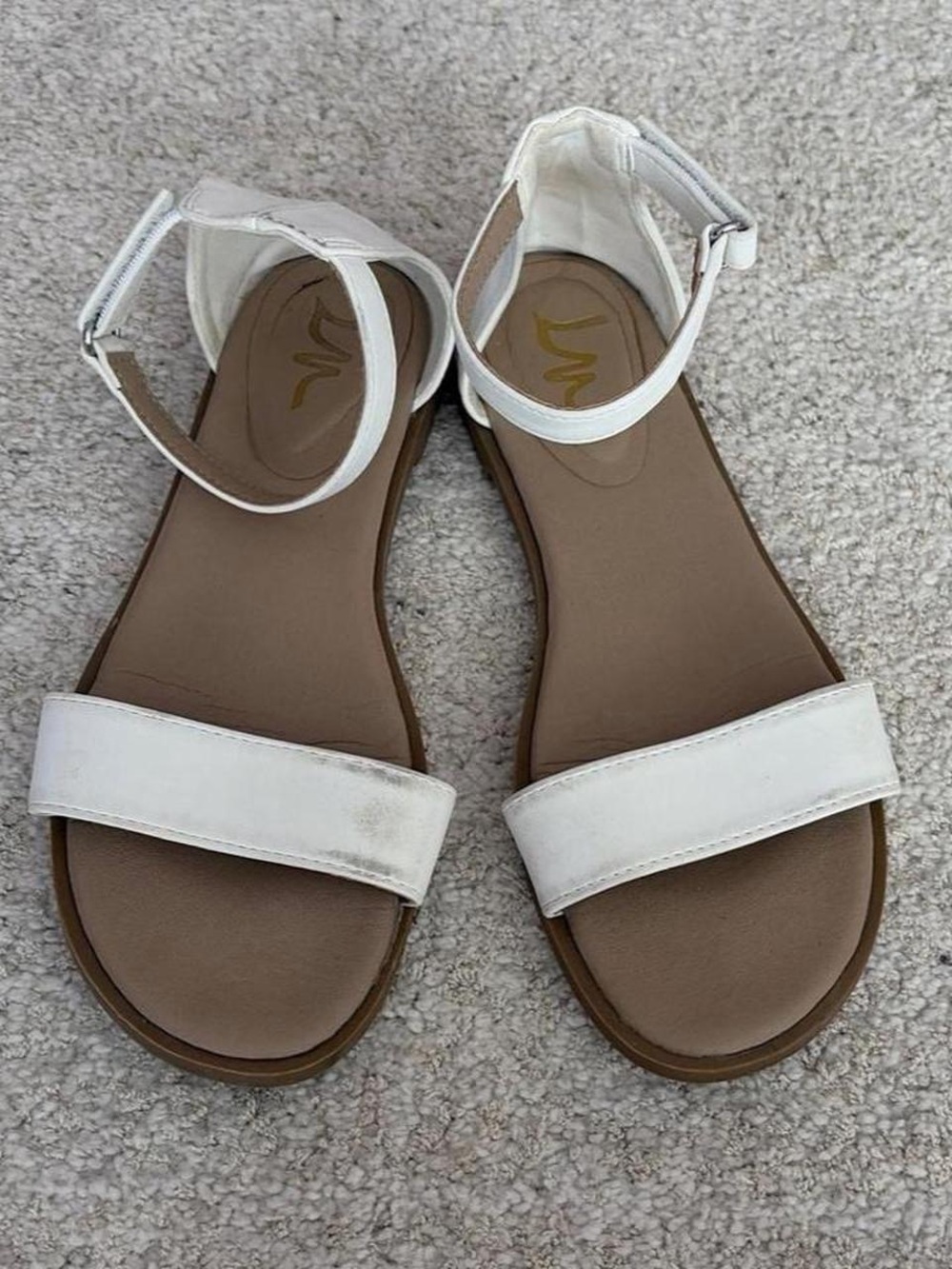 Women's White Ankle-Strap Flat Sandals - Minimalist Comfort